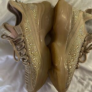Tan Steve Madden Rhinestone Sneakers